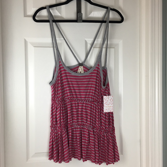 NWT Free People Fuchsia Gray Tank Sz Small - Picture 2 of 3